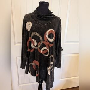 Jess & Jane Mineral Wash Cowl Neck Tunic